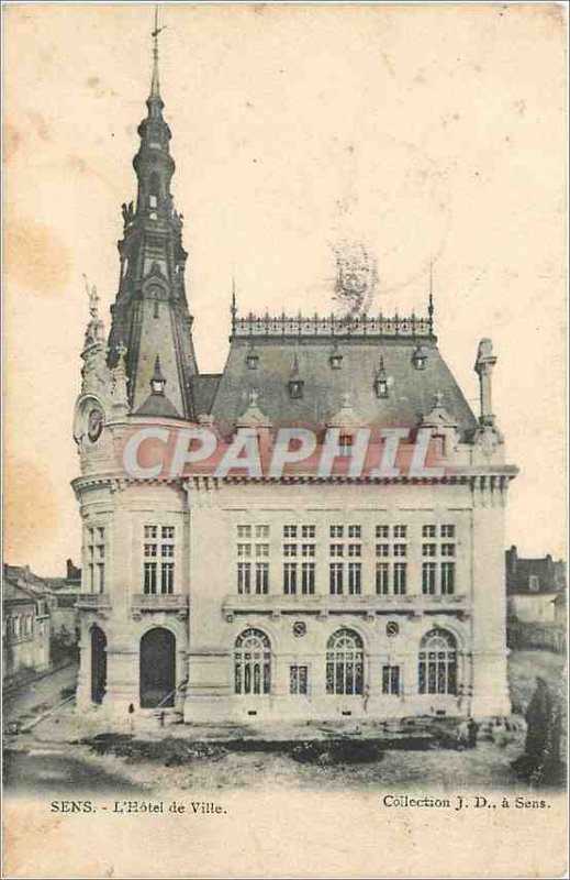 Old Postcard Sens Town Hall