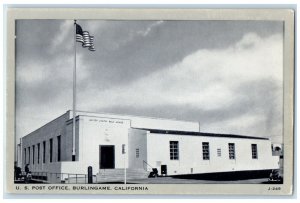 c1940 U.S. Post Office Exterior Building Burlingame California Vintage Postcard