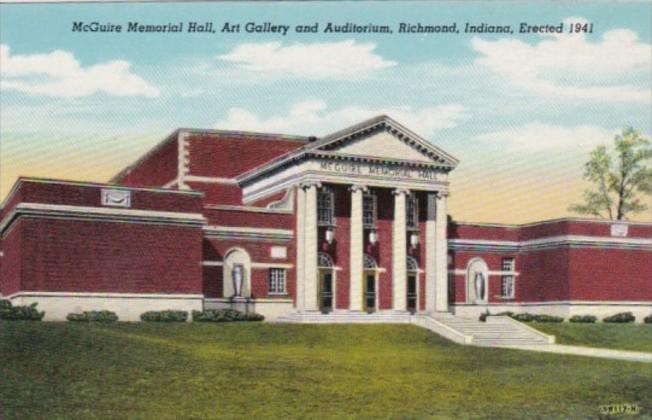 Indiana Richmond McGuire Memorial Hall Art Gallery and Auditorium Curteich