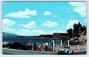 BIG BEAR LAKE, CA ~ VIEW from DAM c1960s Sports, Muscle Cars  Postcard
