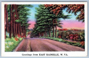 1920-30's GREETINGS FROM EAST RAINELLE WEST VIRGINIA WV VINTAGE POSTCARD