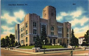 USA City Hall Hazleton Pennsylvania PA Linen Postcard 05.30 