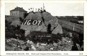 Vtg Pemaquid Beach Maine ME Rock and Original Fort Foundation Postcard