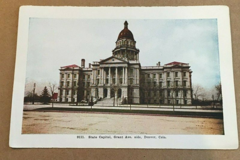 VINTAGE POSTCARD - 2 SIDED - STATE CAPITOL & BIRDS EYE VIEW OF DENVER, COLORADO