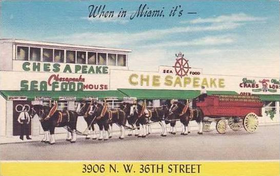 Florida Miami Chesapeake Sea Food Restaurant 1955