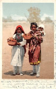 Pueblo Indians Selling Pottery Native Americana 1908 Vintage Postcard