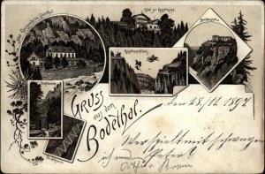 Gruss aus Bodethal Thale Germany Multi-View 1894 Cancel Vintage Postcard