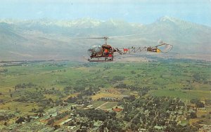 Bishop, CA California  ARMY HELICOPTER & City Bird's Eye View  INYO CO  Postcard