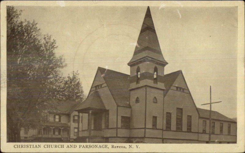 Ravena NY Church & Parsonage c1910 Postcard