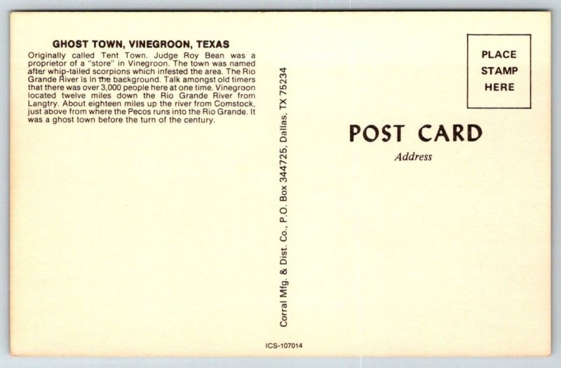 Vinegroon  Texas  Ghost town   Postcard