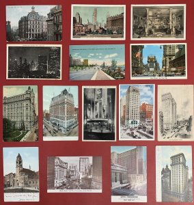 Manhattan, New York City, Lot of 15 Different Postcards, Circa 1906-1960's