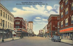 Savannah Georgia GA Street Scene c1940s Linen Postcard