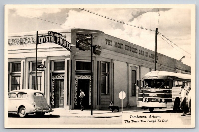 RPPC The Crystal Palace Saloon Street Corner Tombstone AZ C1930s Postcard R19