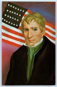 William Henry Harrison Nine US President Portrait Flag Morris Katz  Postcard