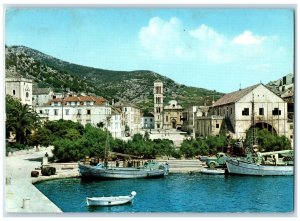 c1950's Boat Motorboat HVAR Luka Harbour Port Hafen Croatia Postcard