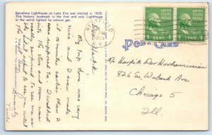 WESTFIELD, New York NY ~ BARCELONA LIGHTHOUSE Chautauqua County Linen Postcard