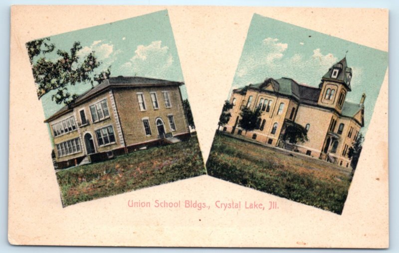 Crystal Lake IL Union School Buildings Postcard Illinois