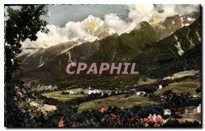 Old Postcard Les Houches Mont Blanc Haute Savoie General view and Chain of Mo...