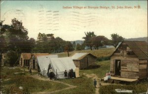 Nerepis Bridge St. John River NB Indian Village c1910 Postcard