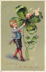 Greetings Raphael Tuck & Sons St. Patrick's Day 1907 tear, wear on front
