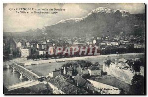 Old Postcard Grenoble Le Jardin des Dauphins The VIlle and Mouncherotte