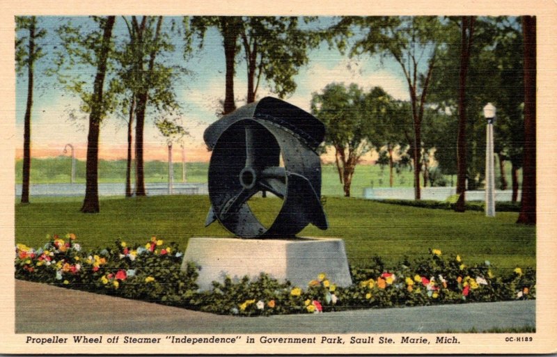 Michigan Sault Ste Marie Government Park Propeller Wheel Off Steamer In...