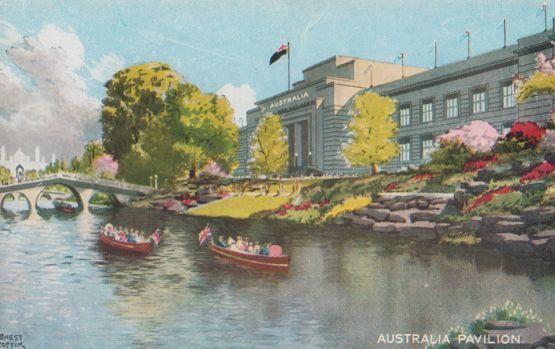 Australia Pavillion 1924 Empire Exhibition Boats Arriving Antique Postcard