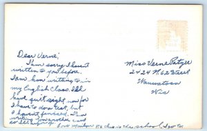 RPPC ROCKFORD, IL Illinois ~ Abraham Lincoln JUNIOR HIGH SCHOOL c1940s Postcard