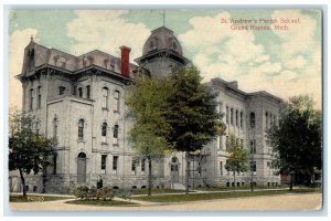 c1910 St. Andrews Parish School Exterior Building Grand Rapids Michigan Postcard