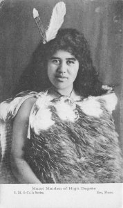 Maori Maiden of  Marine Post Office R. M. S. Sonoma Packet Boat Postcard