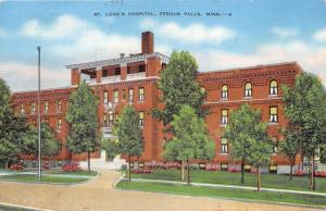 Fergus Falls Minnesota~St Luke's Hospital~Colorful Flowers~Trees~Flag Pole~1940