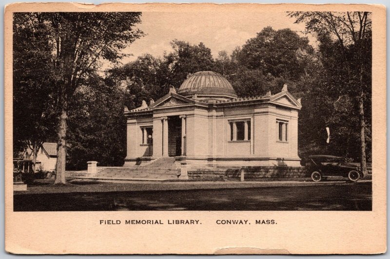 Conway Massachusetts MA, 1938 Field Memorial Library Building, Vintage Postcard