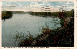 Joseph River, Benton Harbor, St. Joseph, Bladford Co., 1919, Miss Postcard