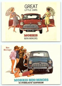 2 Repro Postcards MORRIS MINI MINORS ~ 1950s-60s Car Advertising  4x6