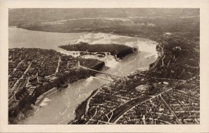 Niagara Falls ON Niagara River Niagara Falls Power Co Aerial View Postcard H37