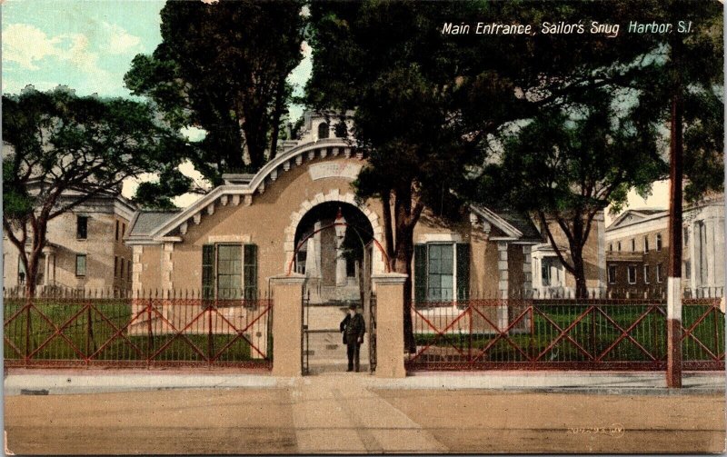 Main Entrance Sailors Snug Harbor SI Antique Souvenir Postcard UNP WOB Note DB 