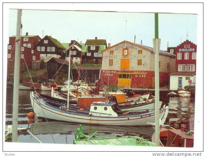 Dockside, Sailboats, Commercial and Reidencial Buildings, THORSHAVN, Faeroer ...