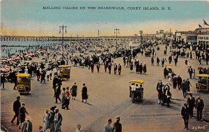 Rolling Chairs on the Boardwalk Coney Island, NY, USA Amusement Park 1925 