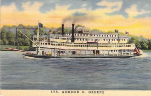 Linen Era Steamer,Gordon C Greene, Msg, On The Mississippi River, Old Postcard