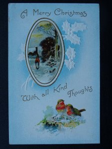 A Merry Christmas ROBINS With All Kind Thoughts c1911 Postcard by B.B. London