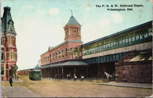 The P.B.& W Railroad Depot Wilmington Delaware Postcard C085