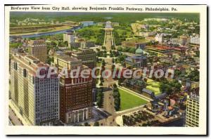 Modern Postcard Bird's Eye View from City Hall Showing Benjamin Franklin Park...