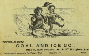 Wilson Coal & Ice Co. Business Directory Back Boy & Girl Running From Wave P99