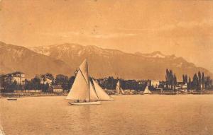 Lausanne Switzerland Scenic View  Sailing Antique Postcard J65310