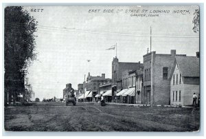 1911 East Side Of State St. Looking North Garner Iowa IA, Car Stores Postcard