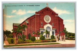 Vintage 1930's Postcard St. Paul's Catholic Church St. Petersburg Florida