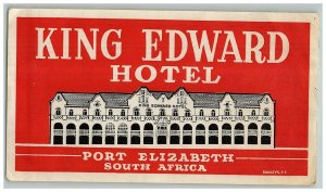 King Edward Hotel South Africa Elizabeth Luggage Label Vtg Sticker Stamp Poster  