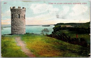 Dubuque Iowa, Tomb of Julien Dubuque, Mississippi River, French Trader Postcard