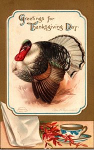 Thanksgiving Greetings With Turkey 1914 Clapsaddle