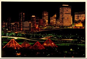 Canada Alberta Edmonton Business District At Night